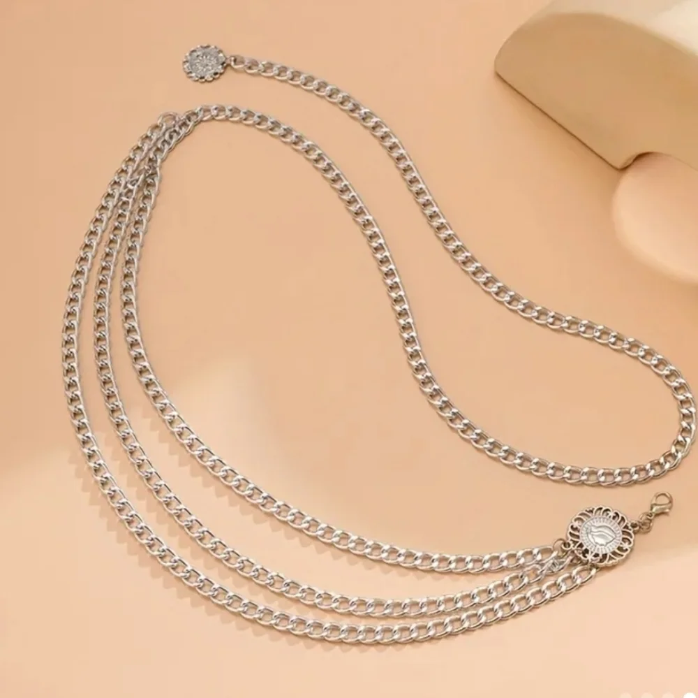 Multilayer Waistchain Sunflower Pendant  Silver/Gold